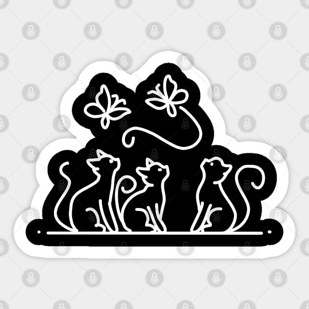 Cats & Butterflies Sticker by H. R. Sinclair